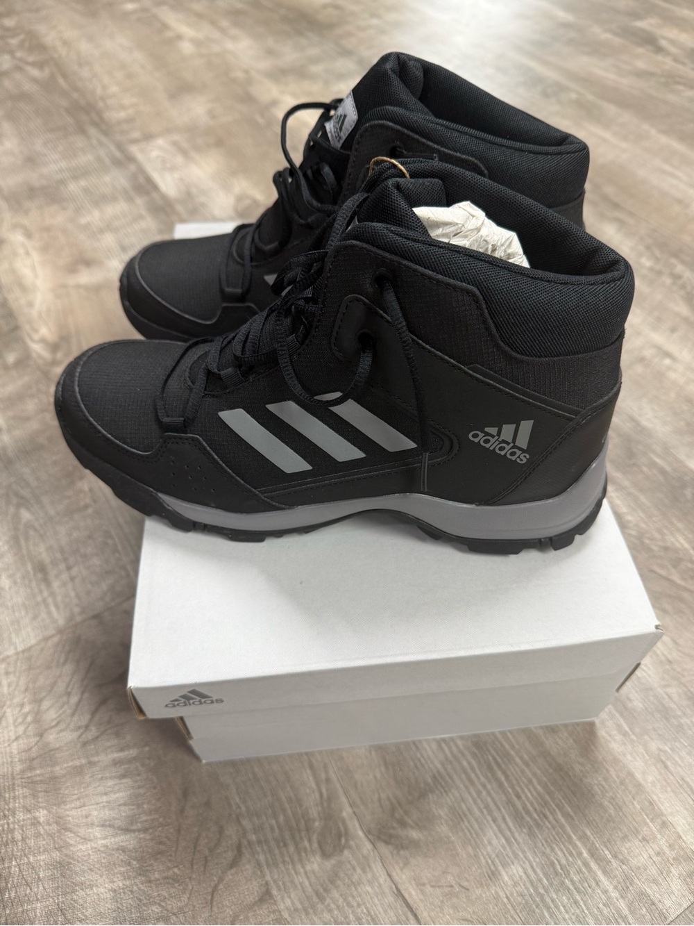 adidas Kids Black and Gray High-Top Hiking Boots